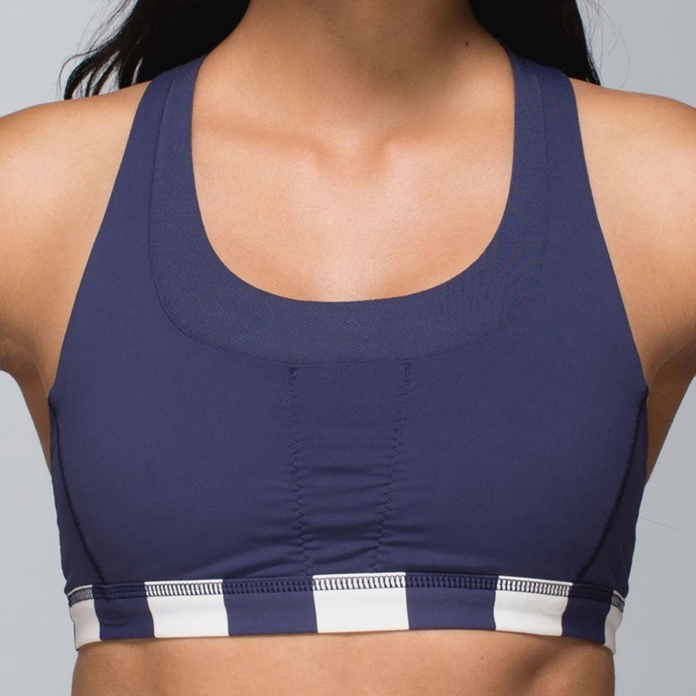 lululemon athletica Deep Navy Scoop Sports Bra with Striped Band